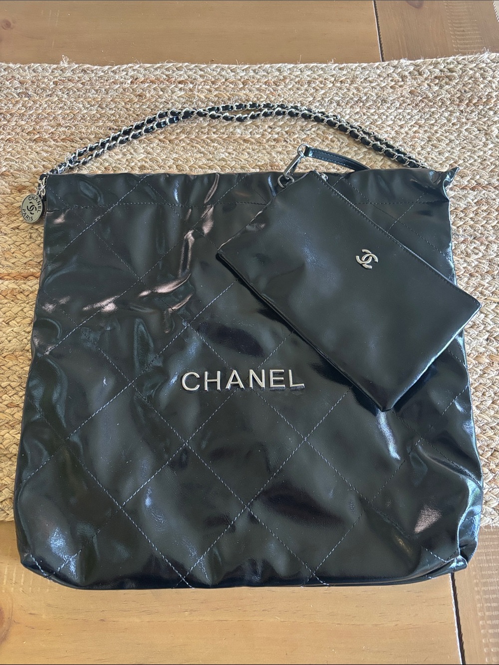 Quilted patent leather bag